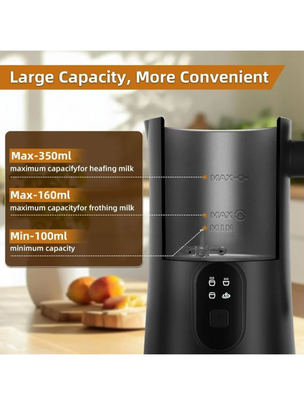 4-in-1 Electric Milk Frother & Steamer - Automatic Foam Maker for Coffee, Latte